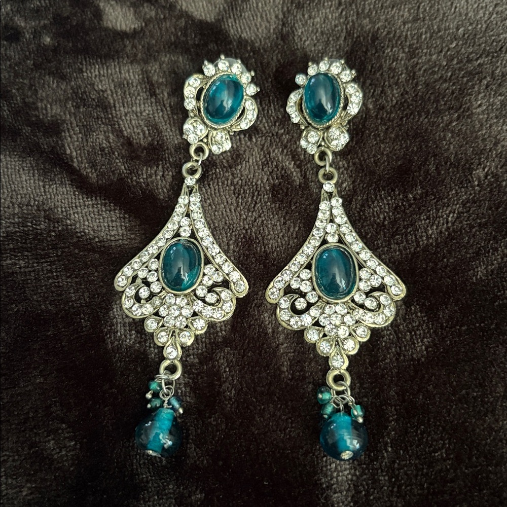 Elegant Silver and Blue Dangle Earrings